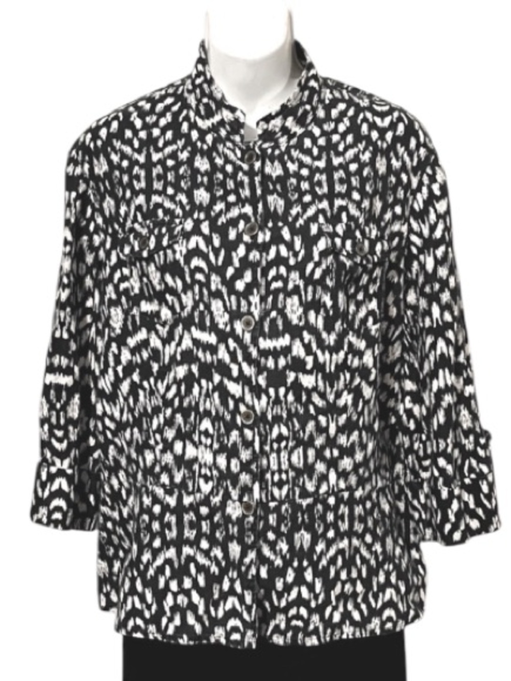 Jones New York Signature Women’s Linen Button Down Tunic Top Sz L